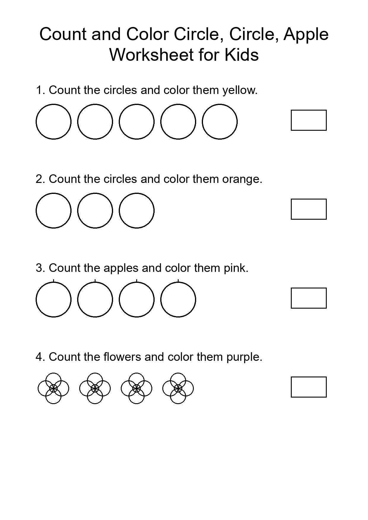 Count and Color Circle, Circle, Apple Worksheet for Kids