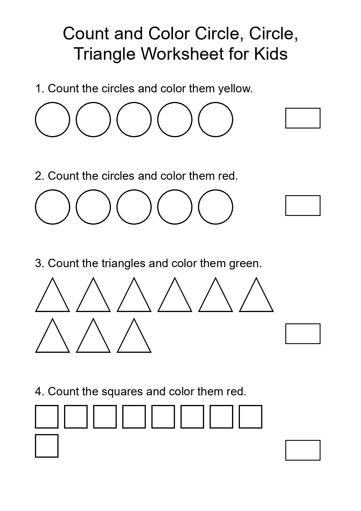 Count and Color Circle, Circle, Triangle Worksheet for Kids
