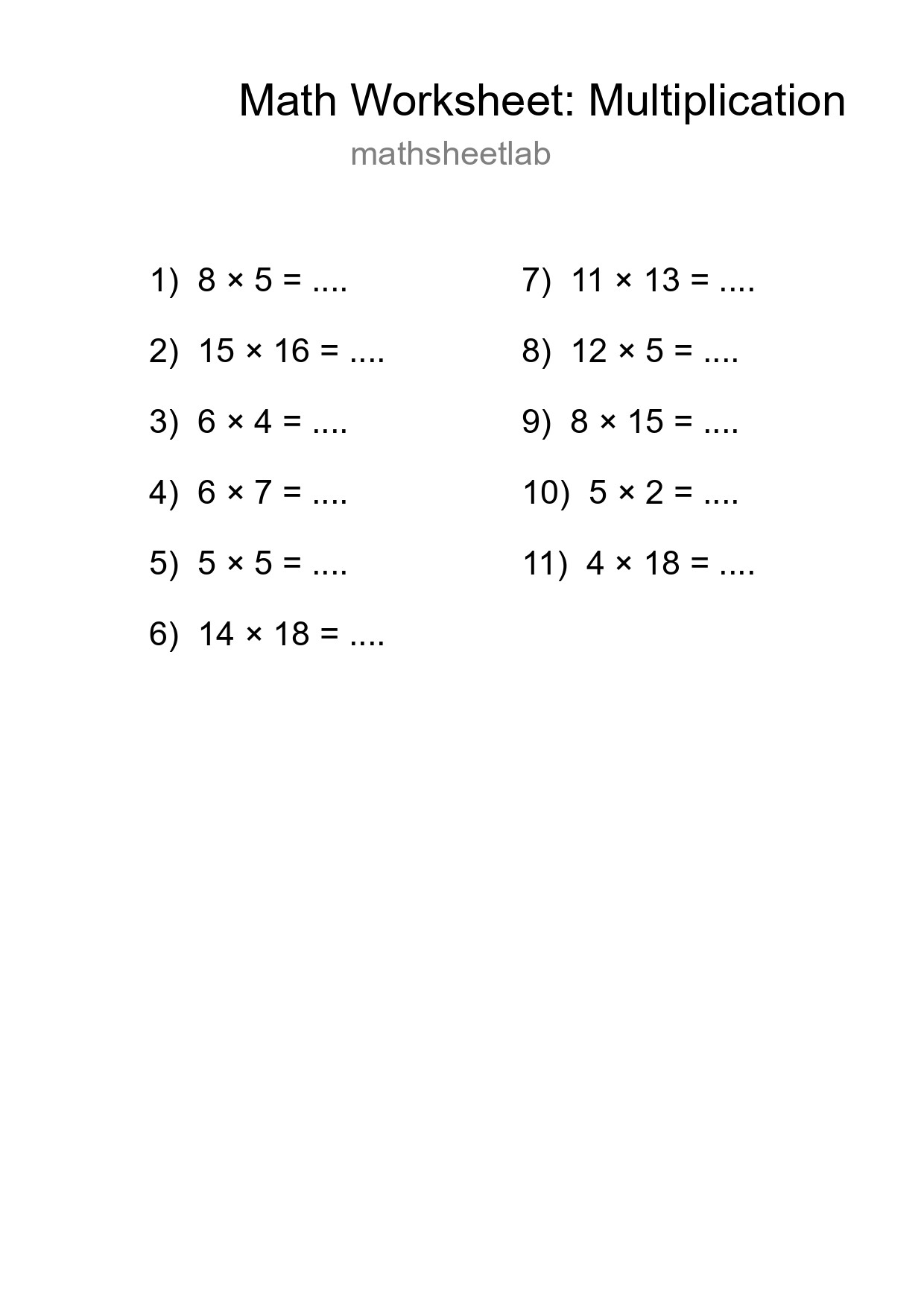Free 11 Multiplication Math Worksheet For Grade 2 - Part 139