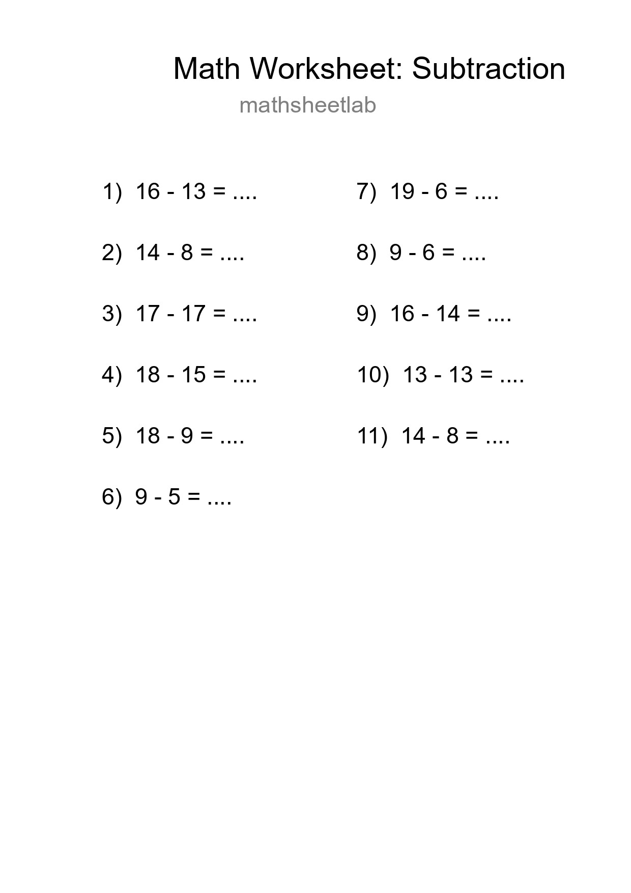Free 11 Subtraction Math Worksheet For Grade 2 - Part 74
