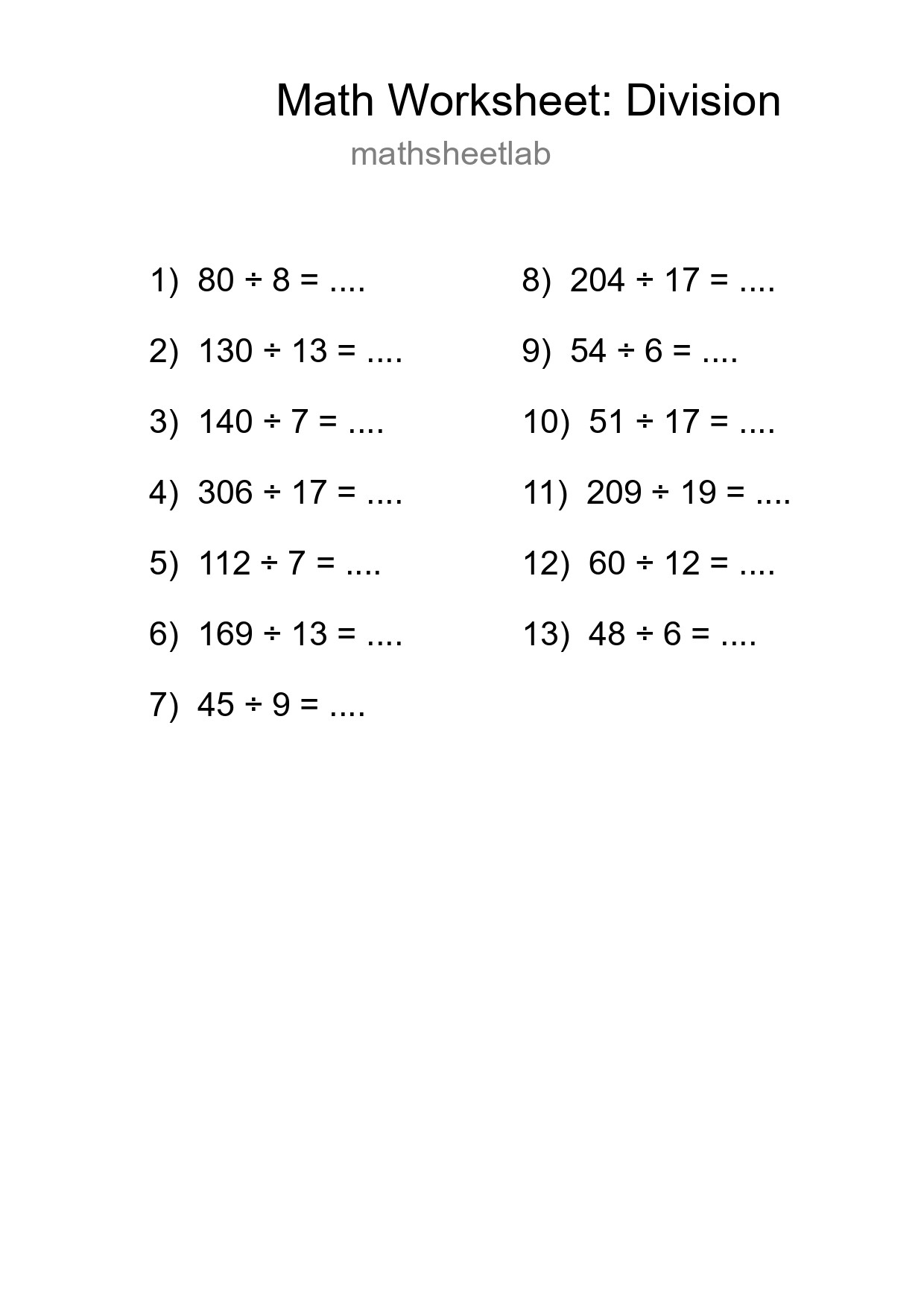 Free 13 Division Math Worksheet For Grade 2 - Part 136