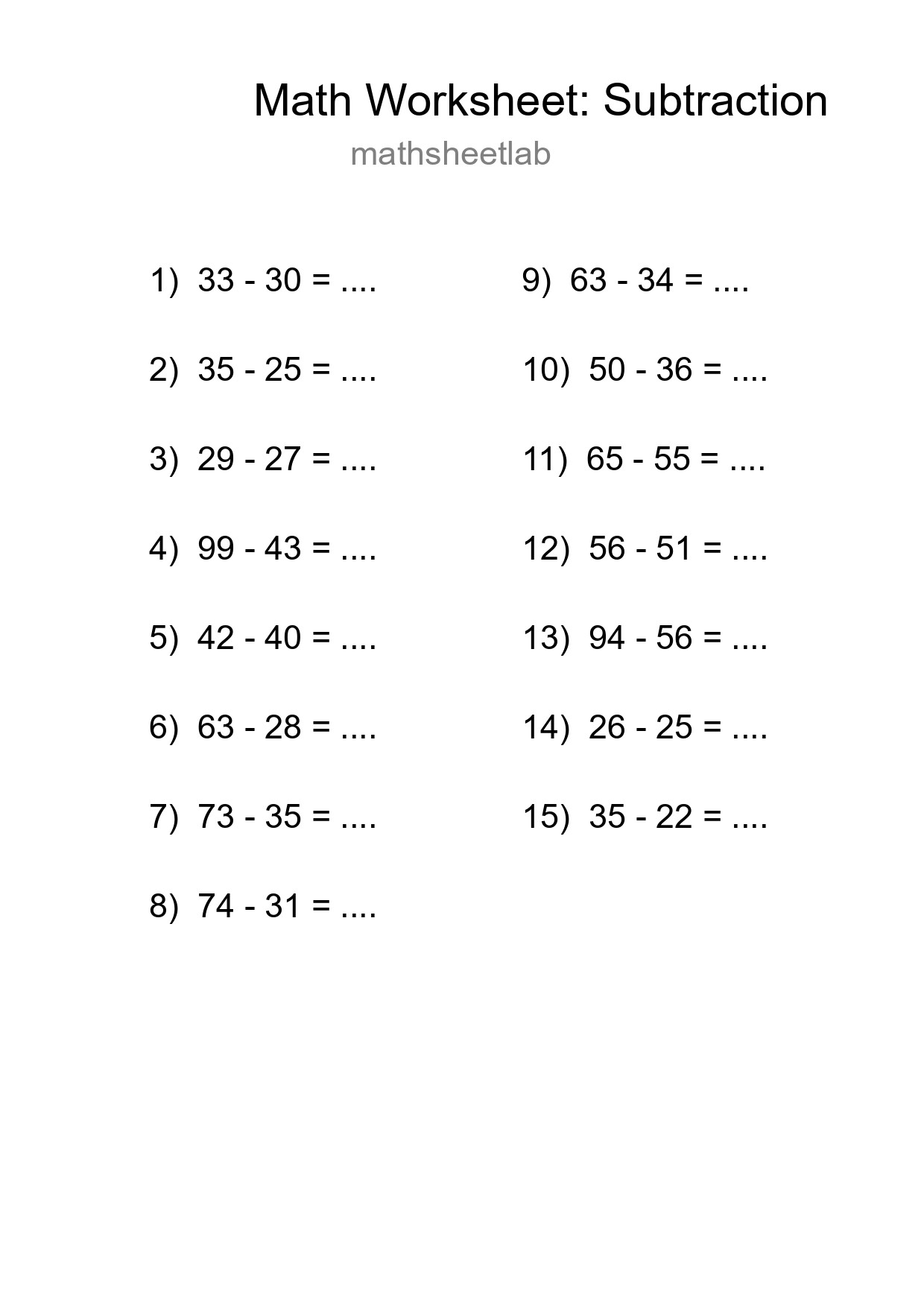 Free 15 Subtraction Math Worksheet For Grade 3 With Answers - Part 228