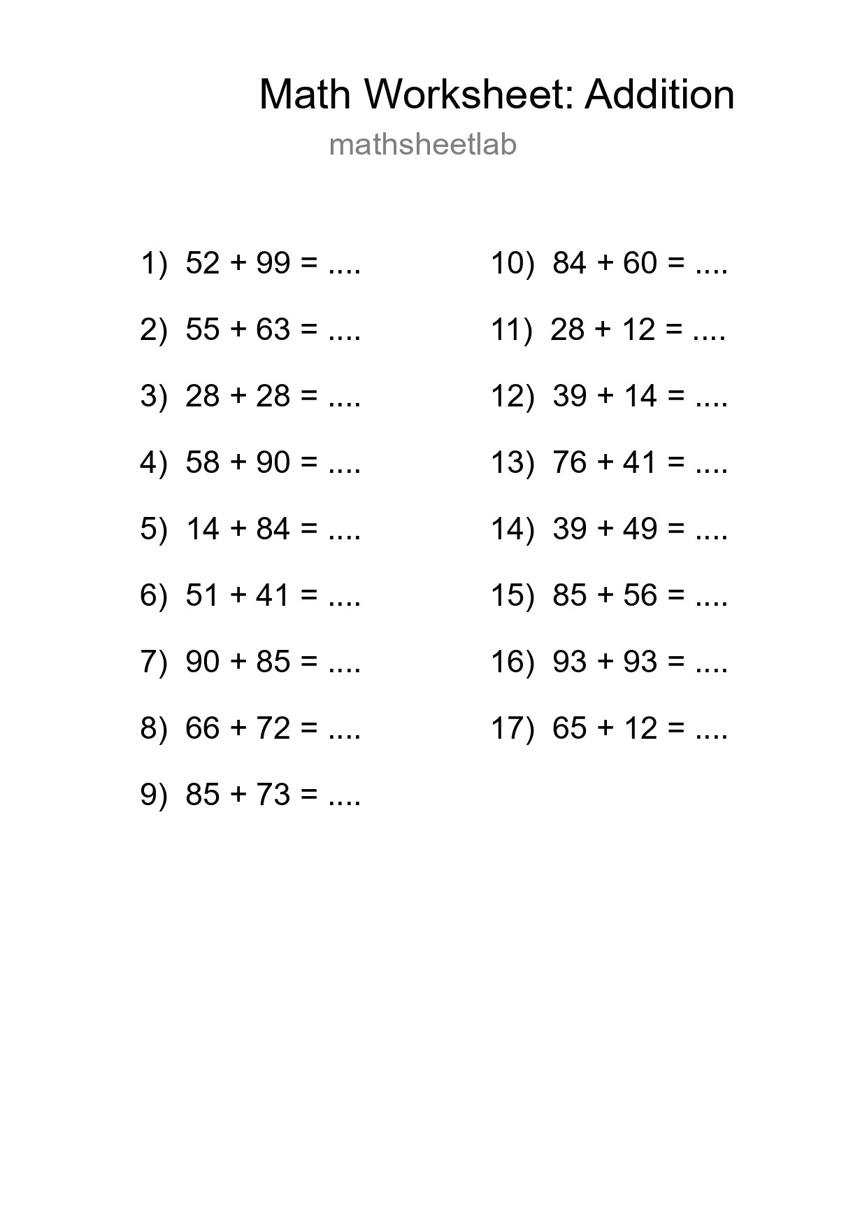 Free 17 Addition Math Worksheet For Grade 3 With Answers - Part 177