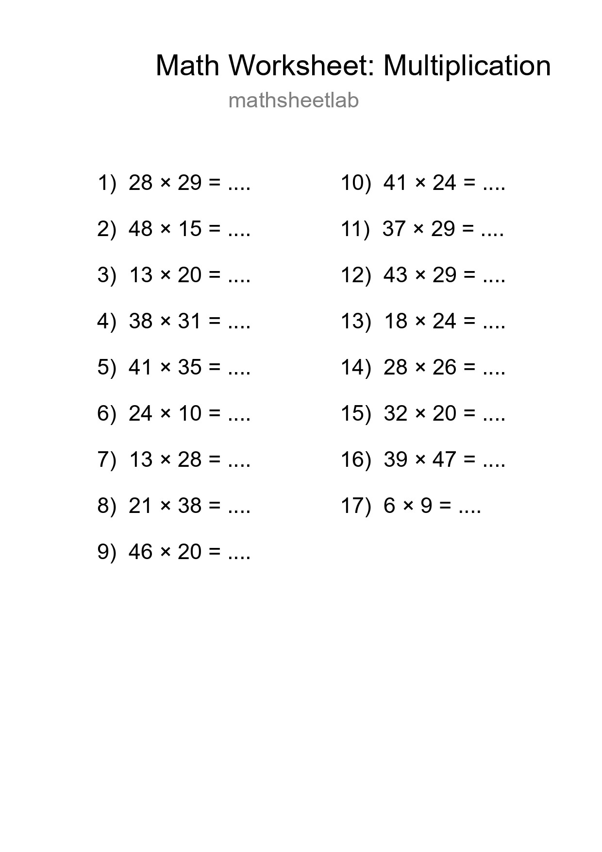Free 17 Multiplication Math Worksheet For Grade 2 With Answers - Part 62