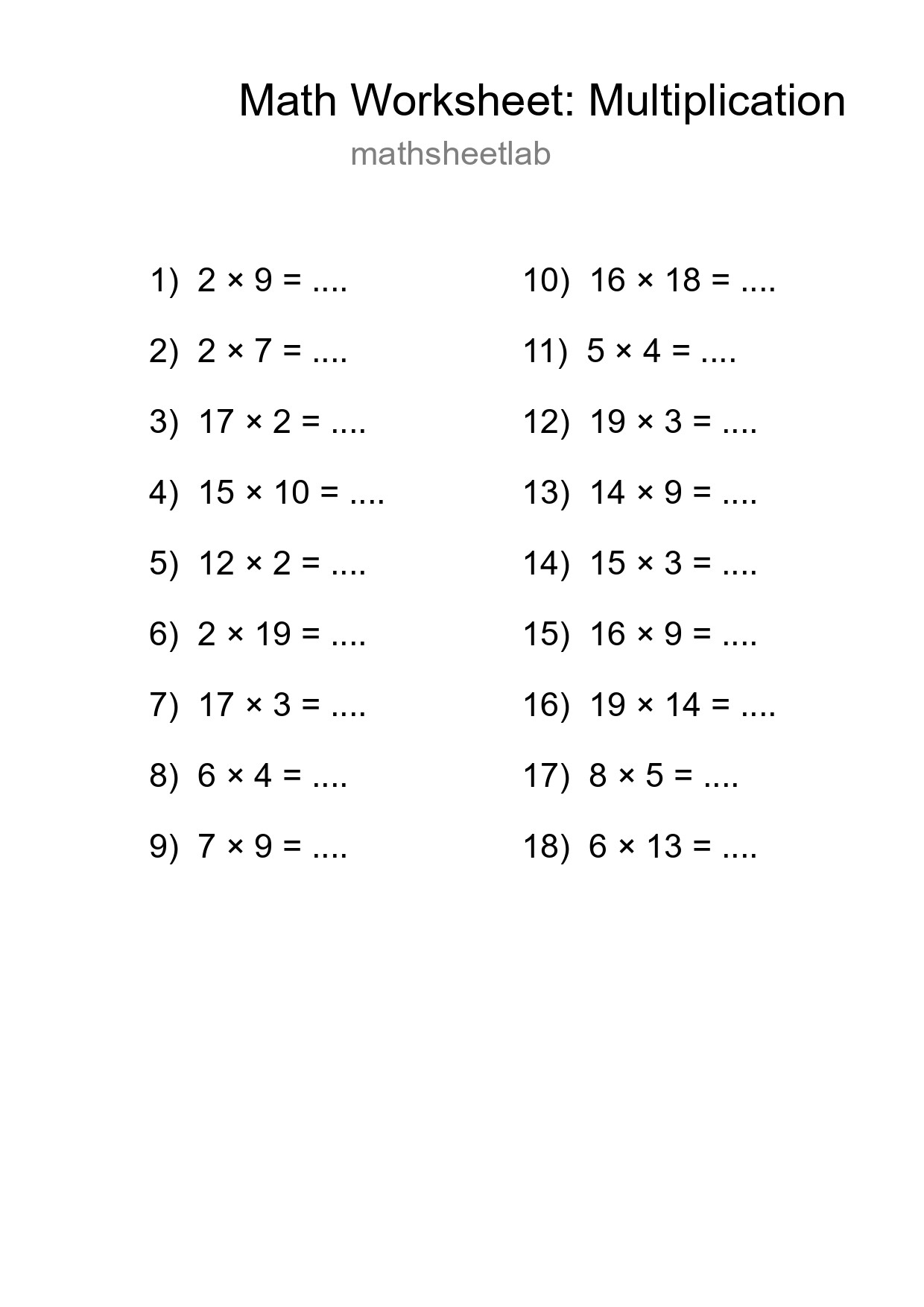 Free 18 Multiplication Math Worksheet For Grade 2 With Answers - Part 73