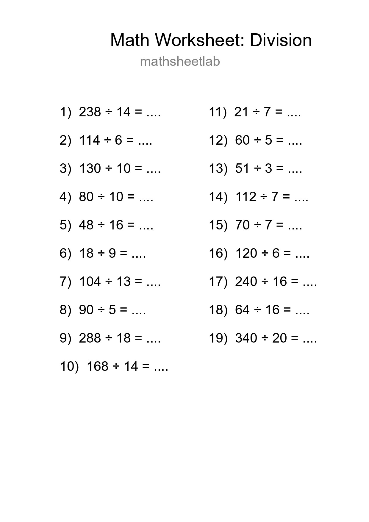 Free 19 Division Math Worksheet For Grade 2 With Answers - Part 158