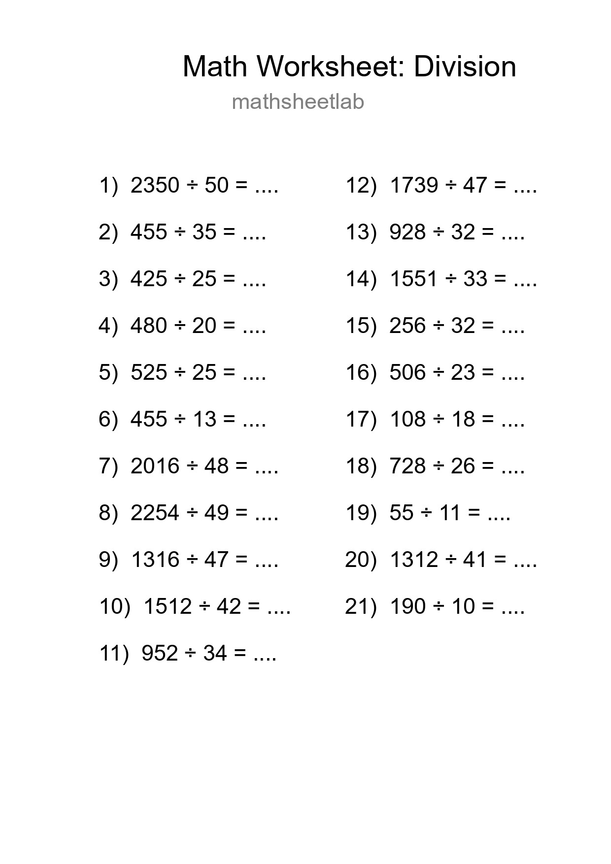Free 21 Division Math Worksheet For Grade 2 With Answers - Part 147