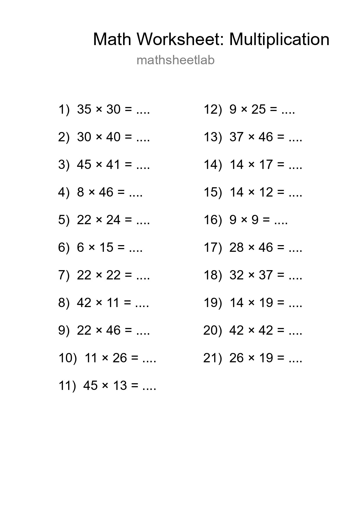 Free 21 Multiplication Math Worksheet For Grade 2 - Part 205
