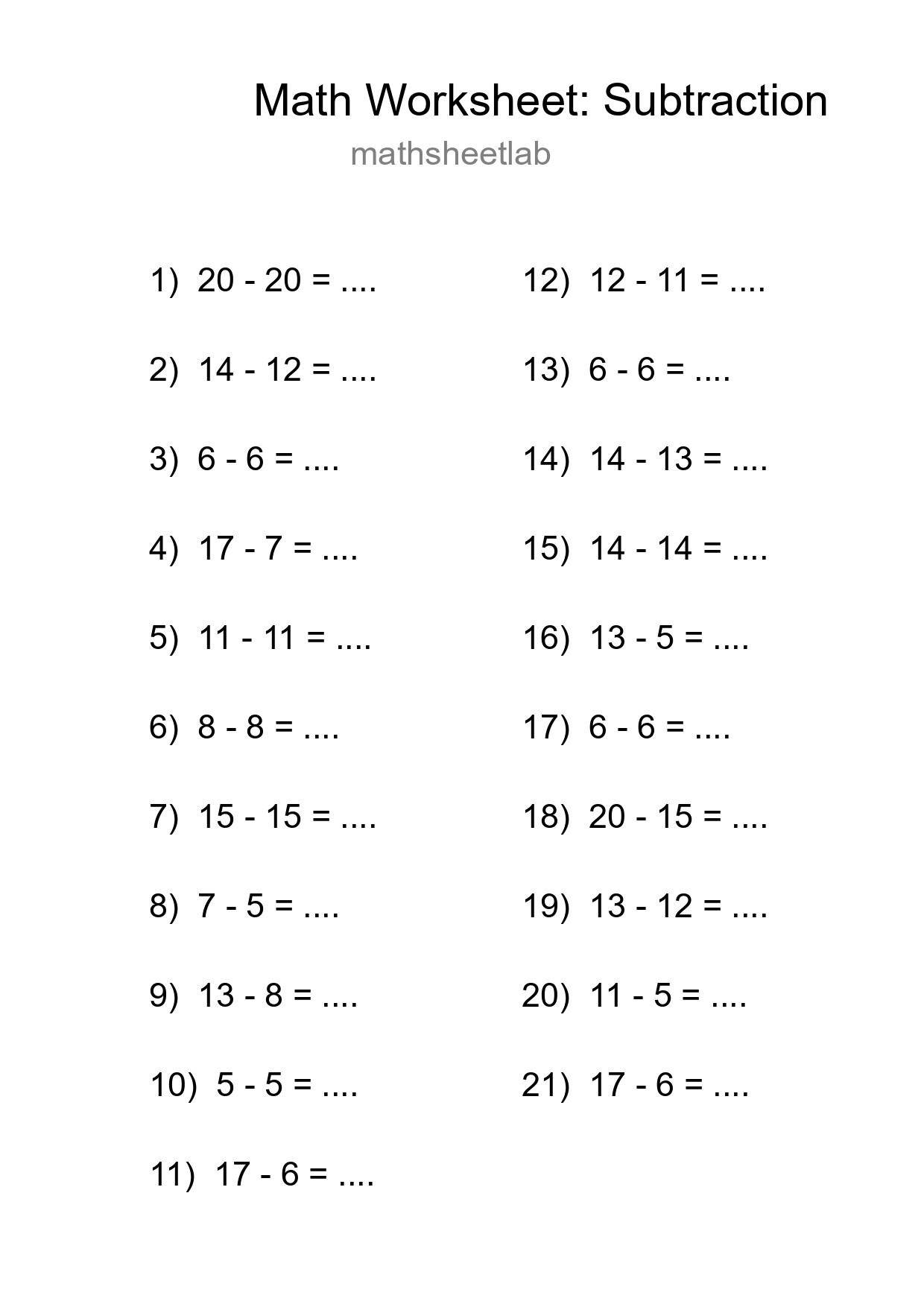 Free 21 Subtraction Math Worksheet For Grade 2 - Part 261