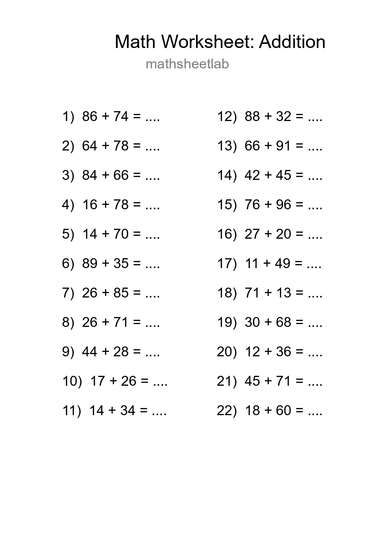 Free 22 Addition Math Worksheet For Grade 3 - Part 78