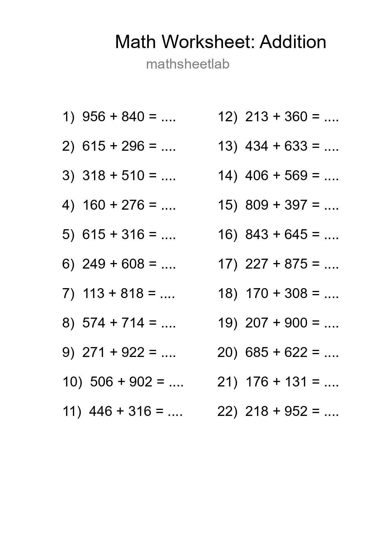 Free 22 Addition Math Worksheet For Grade 5 With Answers - Part 210