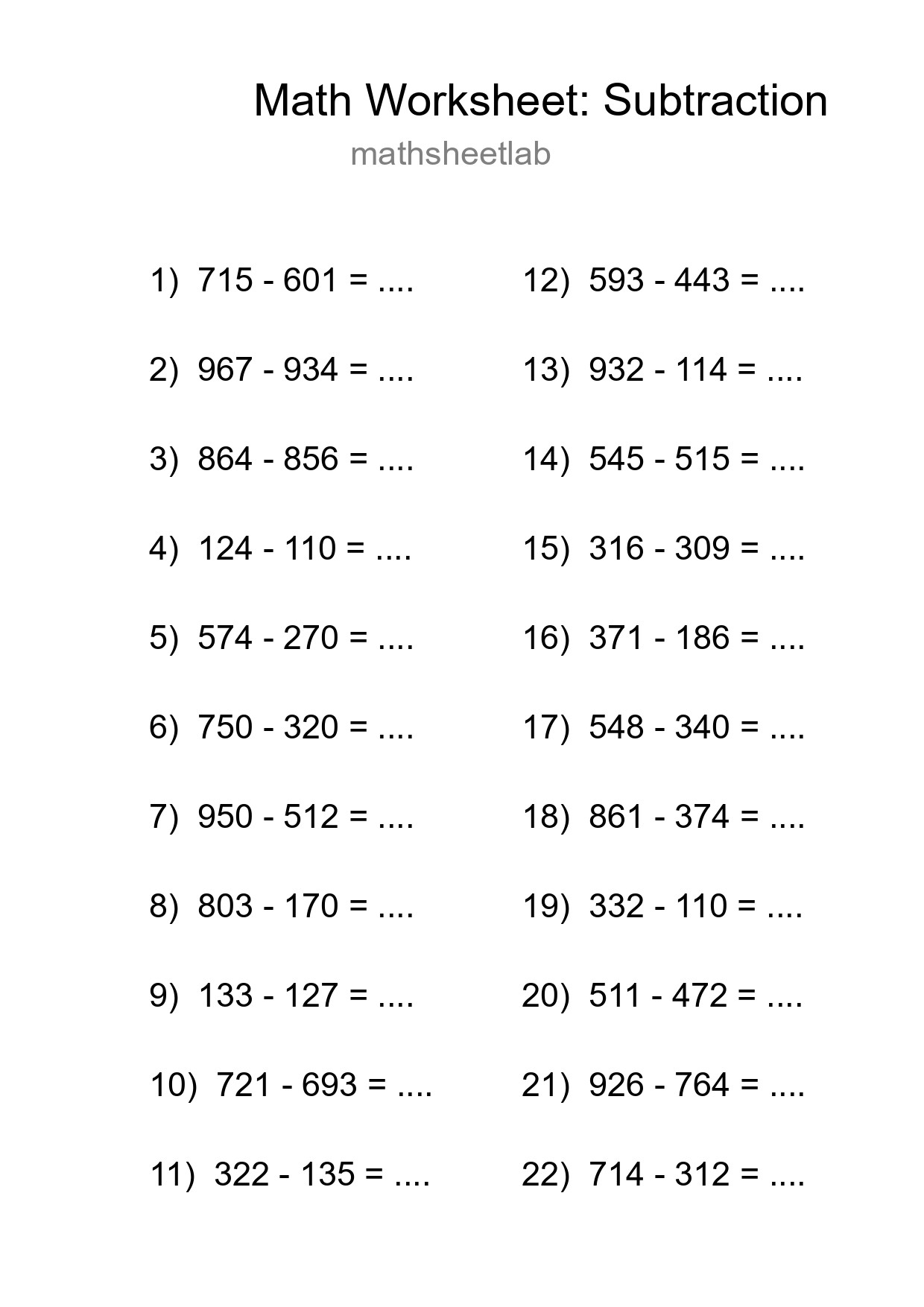 Free 22 Subtraction Math Worksheet For Grade 5 With Answers - Part 63
