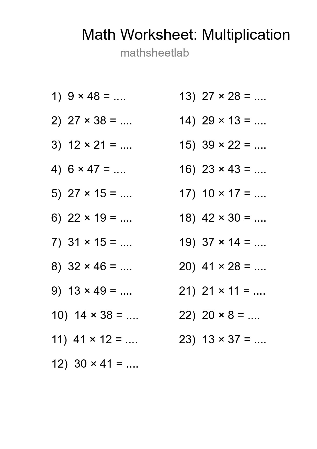 Free 23 Multiplication Math Worksheet For Grade 2 With Answers - Part 29
