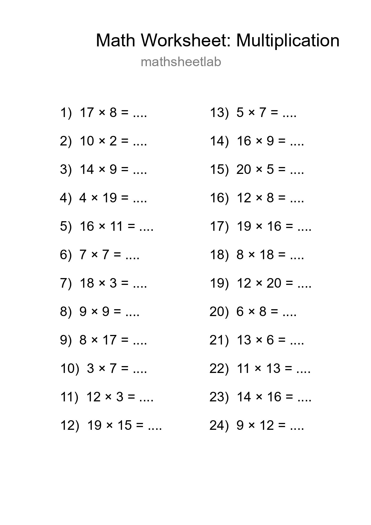 Free 24 Multiplication Math Worksheet For Grade 2 - Part 84