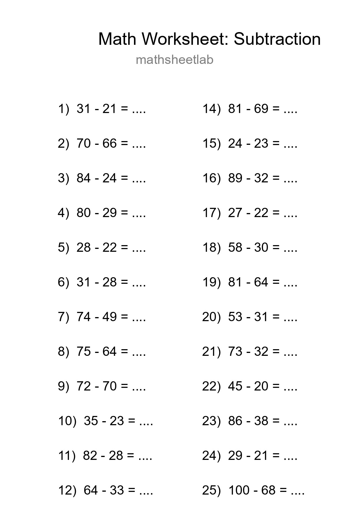 Free 26 Subtraction Math Worksheet For Grade 3 - Part 140