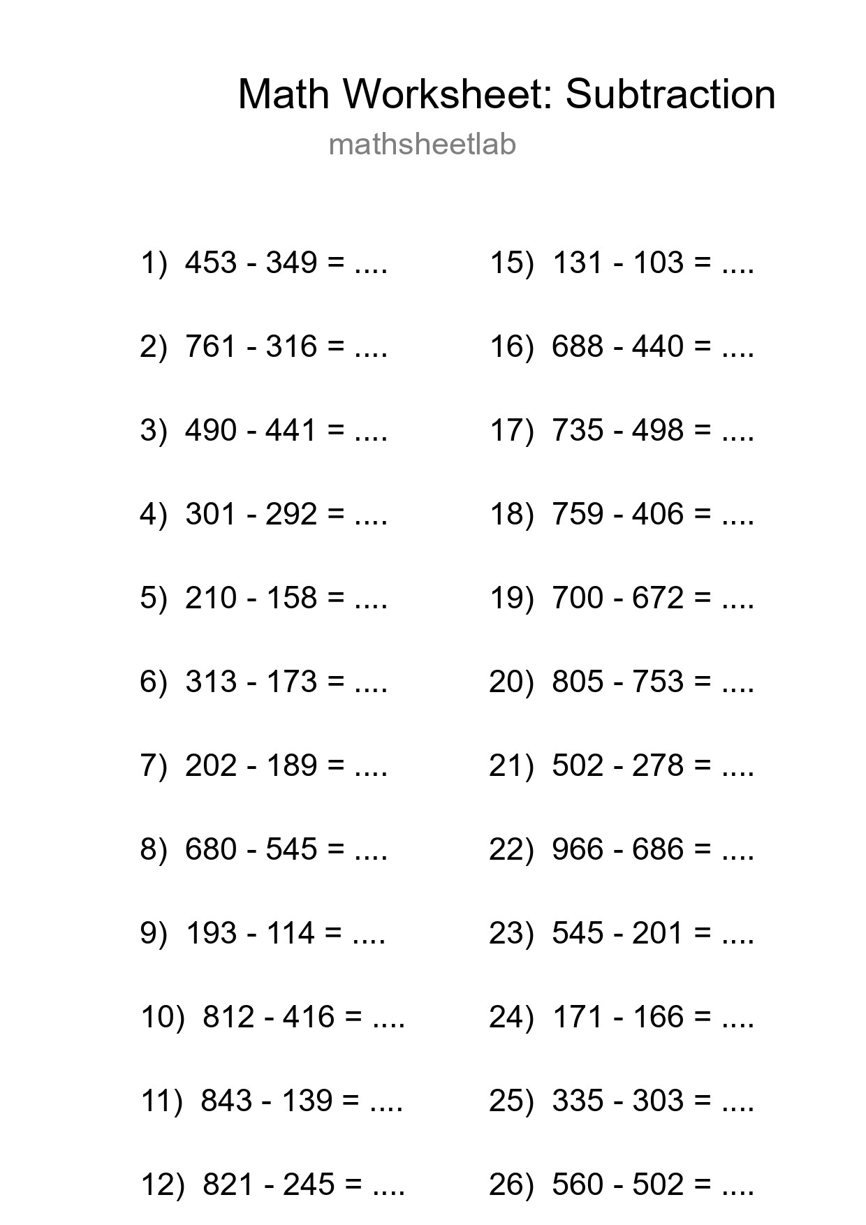 Free 27 Subtraction Math Worksheet For Grade 5 - Part 239