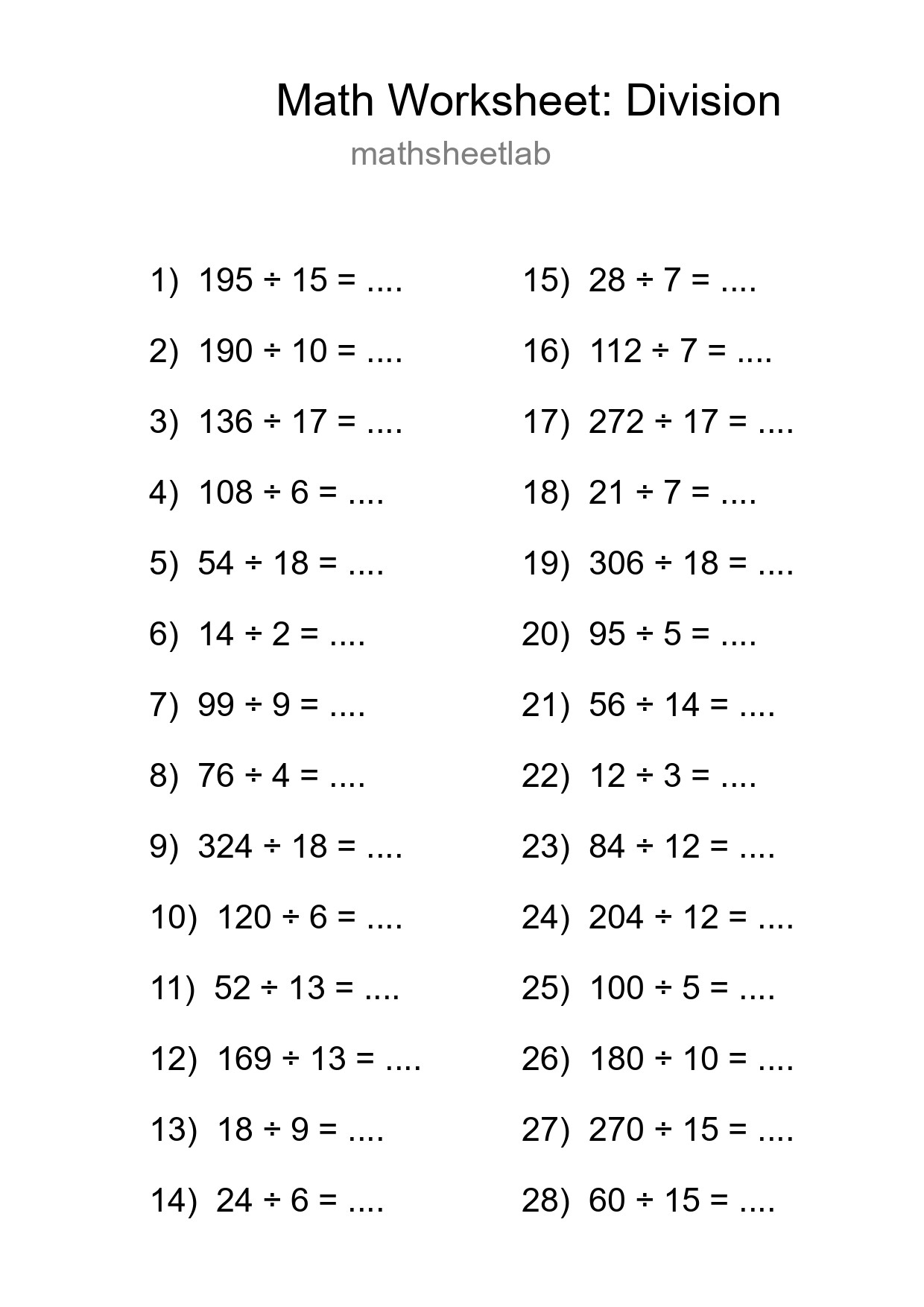 Free 28 Division Math Worksheet For Grade 2 - Part 103
