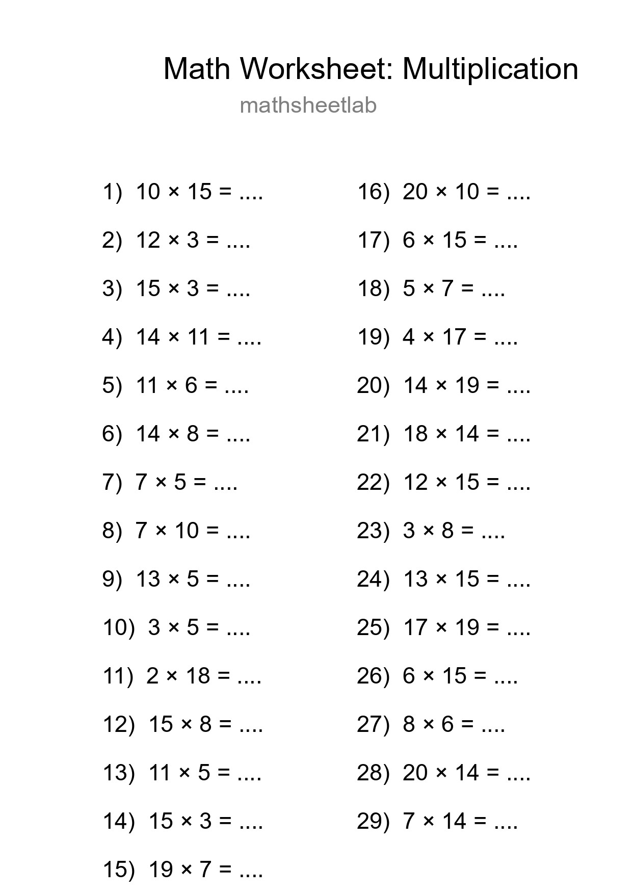 Free 29 Multiplication Math Worksheet For Grade 2 With Answers - Part 183