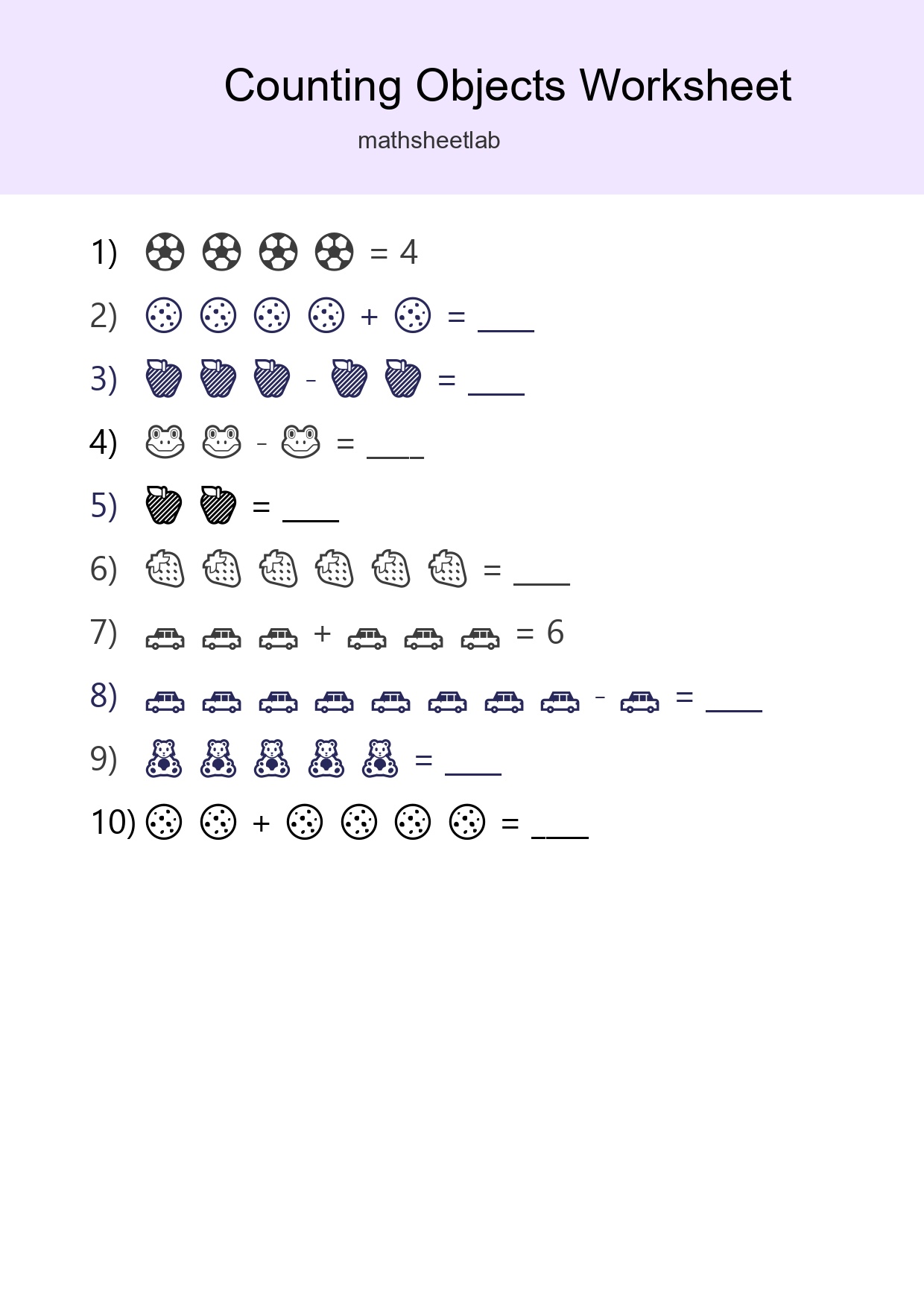 Free Counting Objects Worksheet For Kindergarten - Part 135