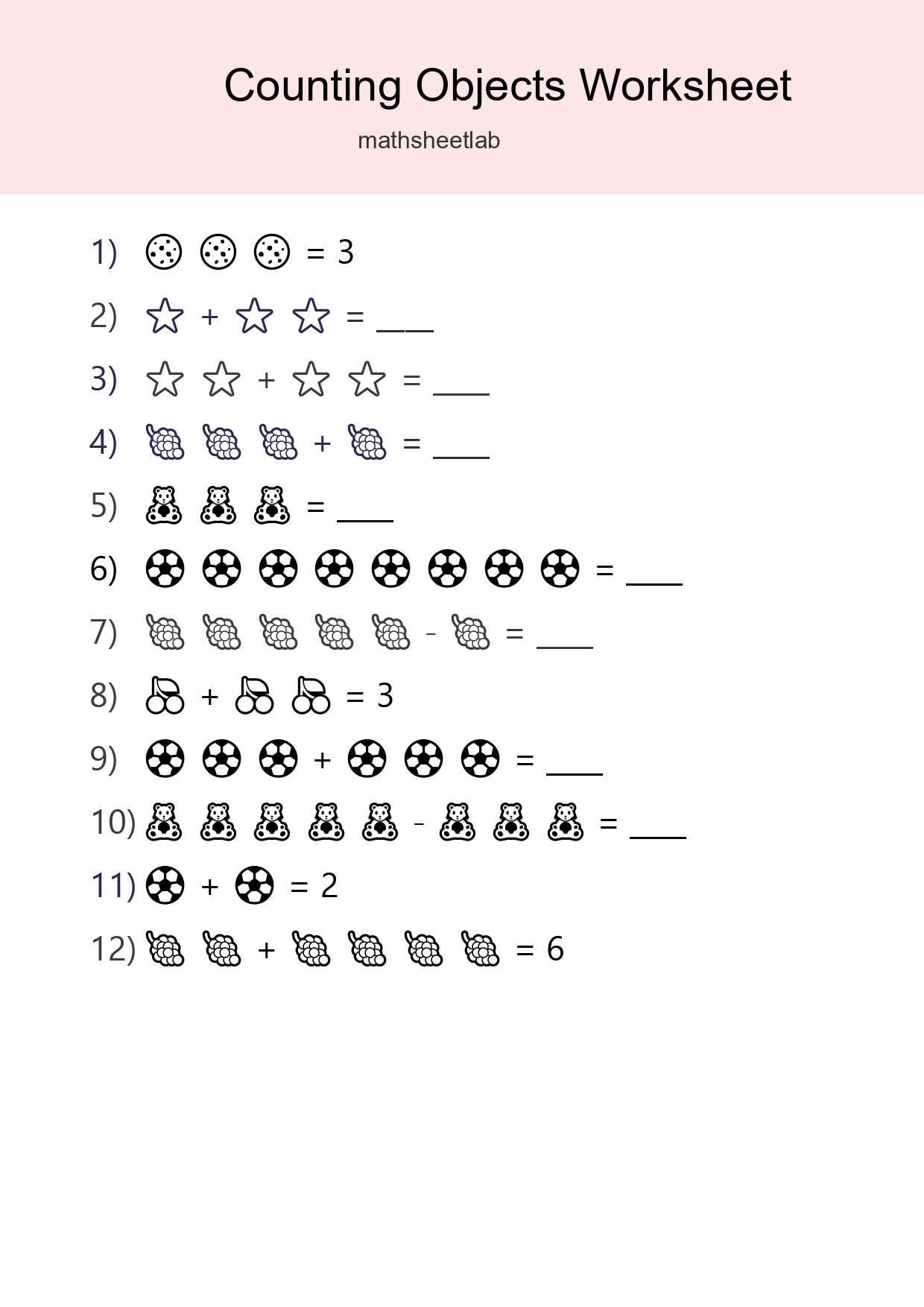 Free Counting Objects Worksheet For Kindergarten - Part 91