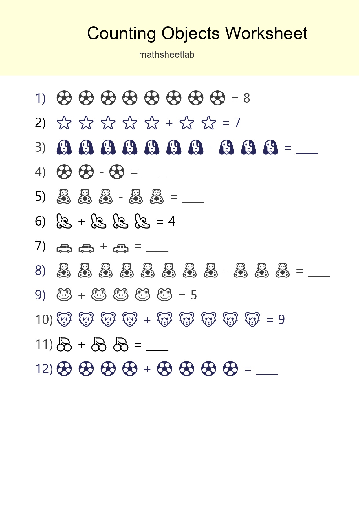 Free Counting Objects Worksheet For Kindergarten Printable - Part 124