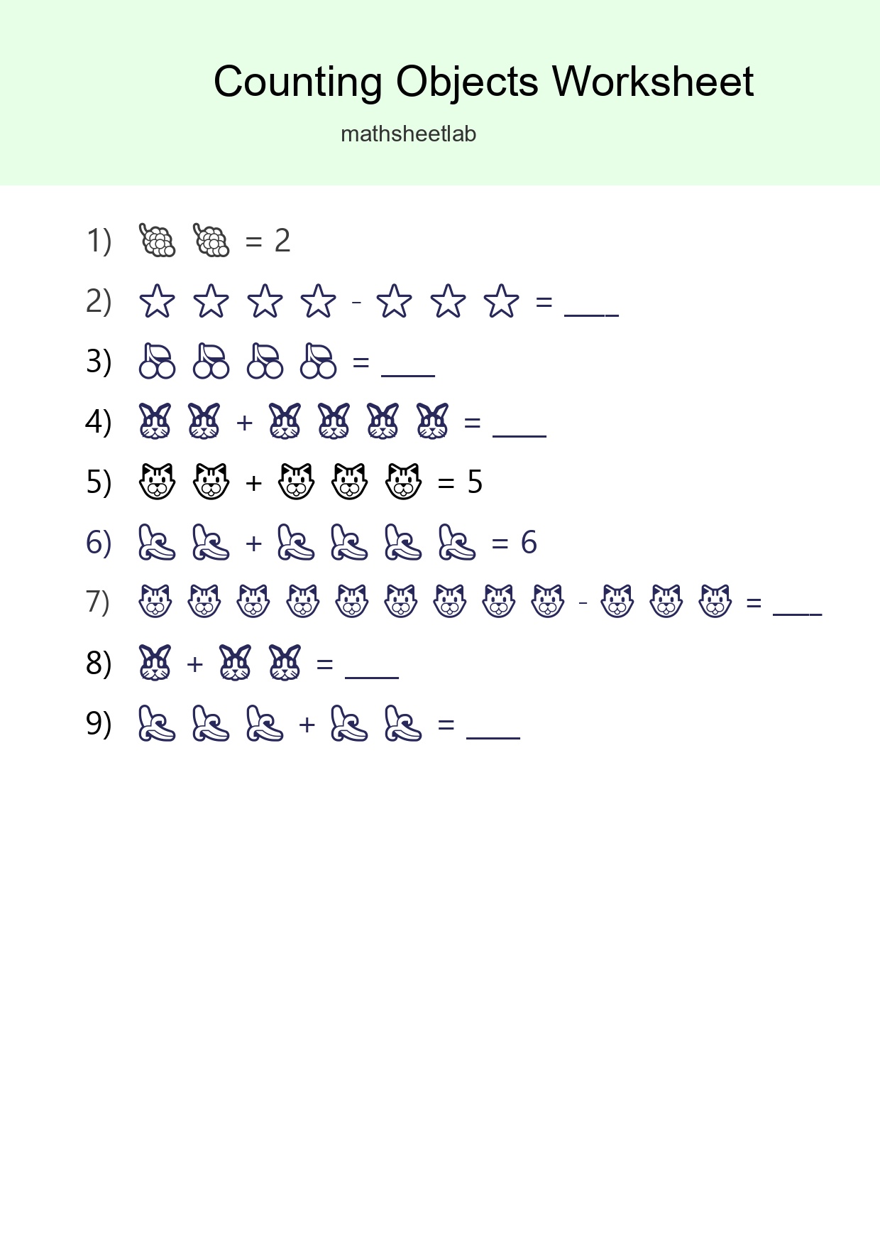 Free Counting Objects Worksheet For Kindergarten Printable - Part 69