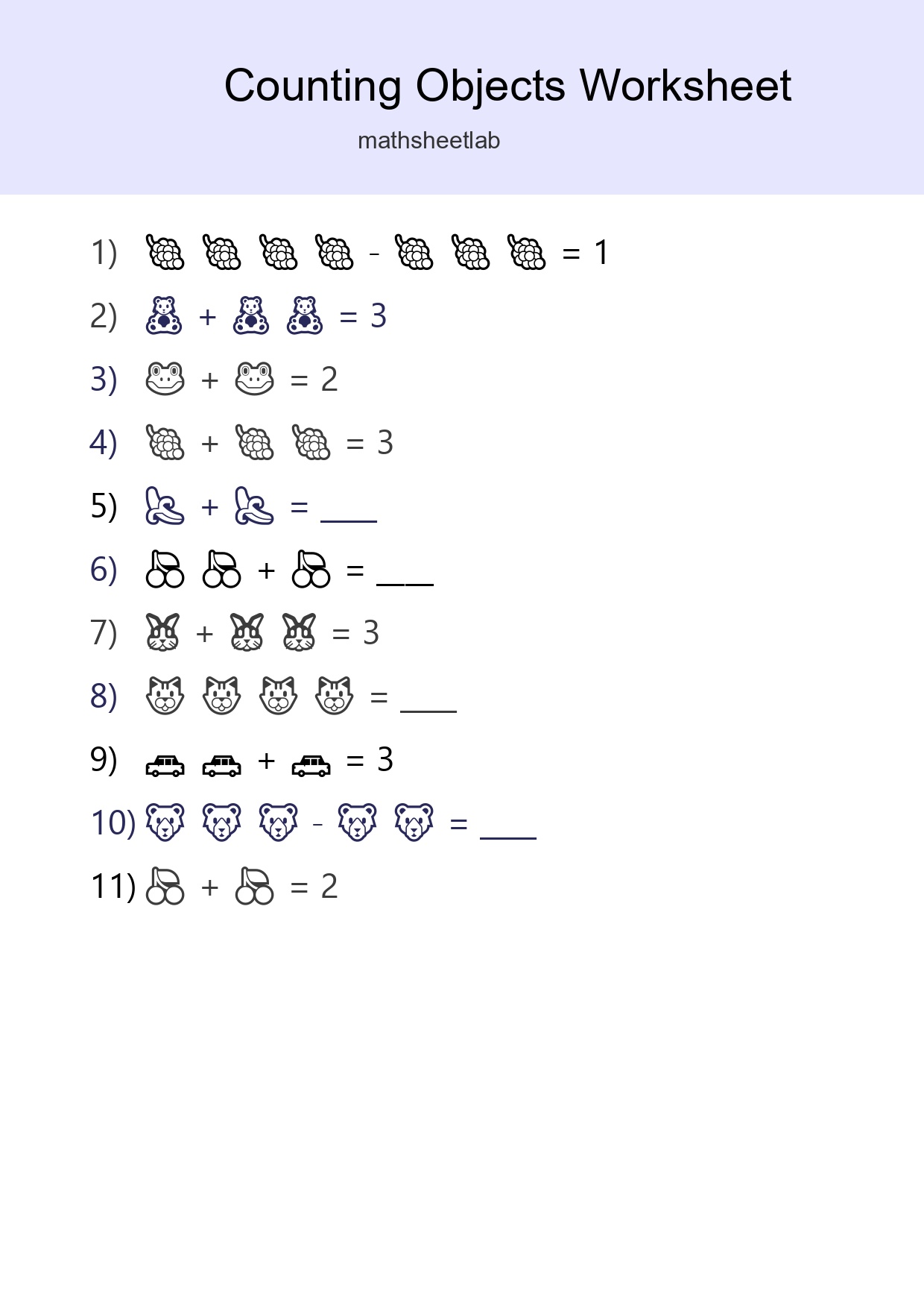 Free Counting Objects Worksheet For Pre-K - Part 201