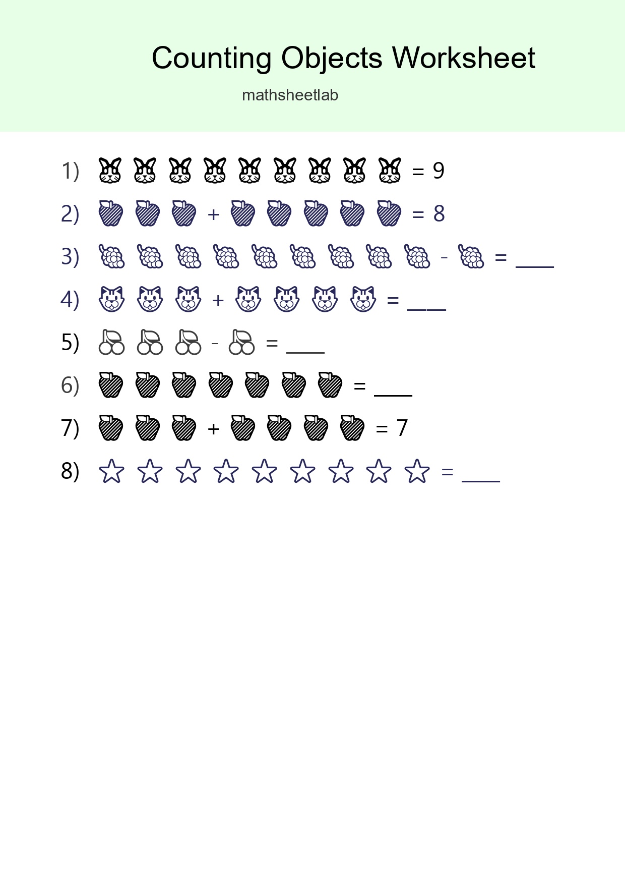 Kindergarten Count The Objects Worksheet - Part 113