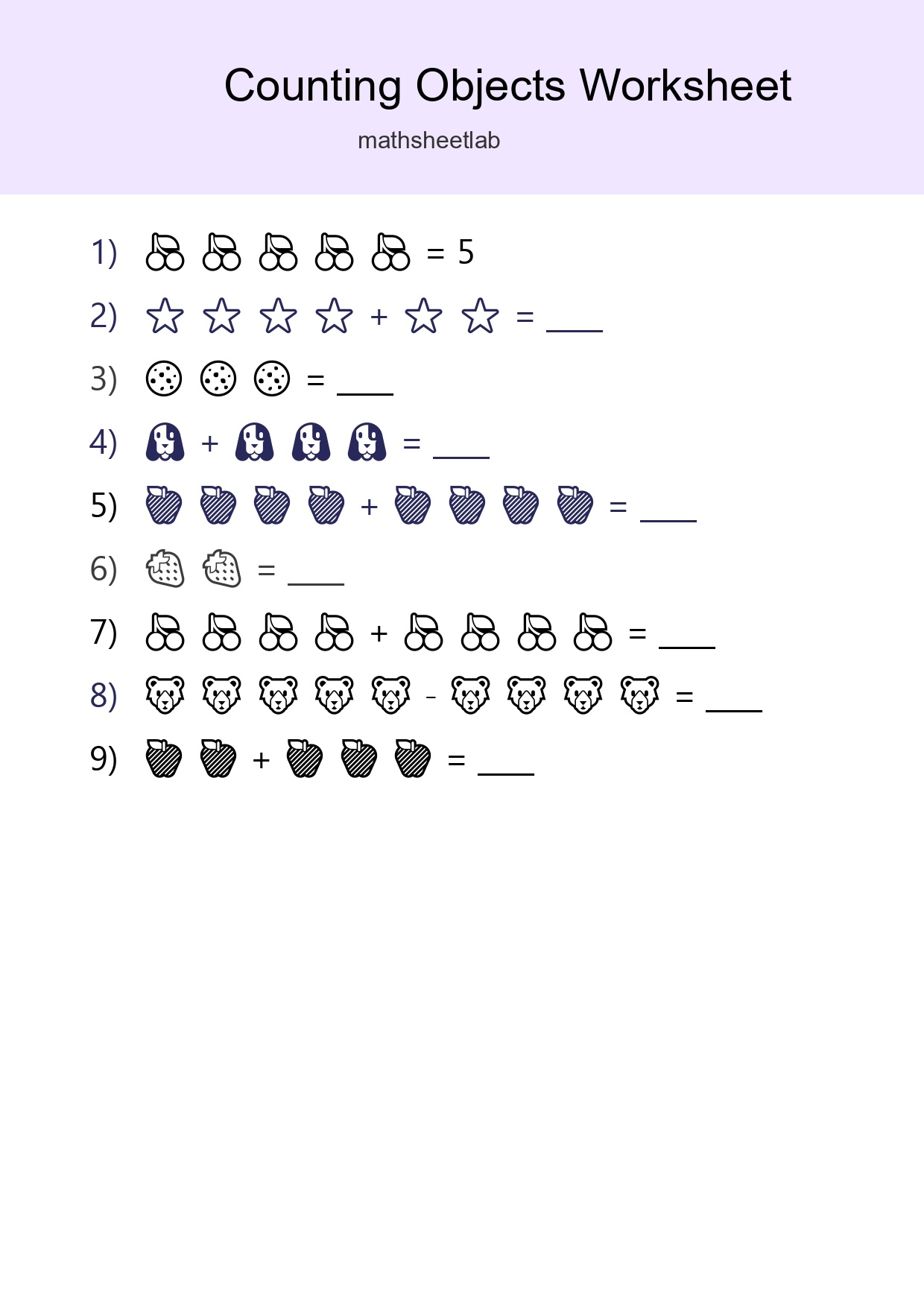 Kindergarten Count The Objects Worksheet - Part 168