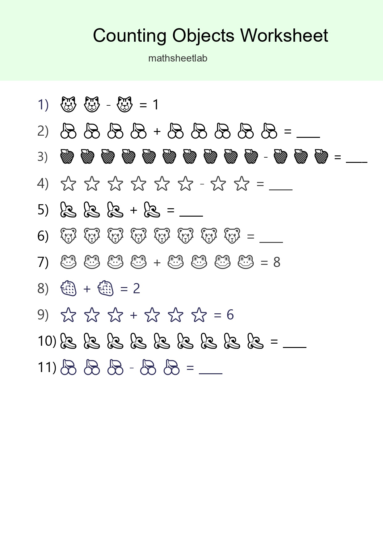 Kindergarten Count The Objects Worksheet - Part 3