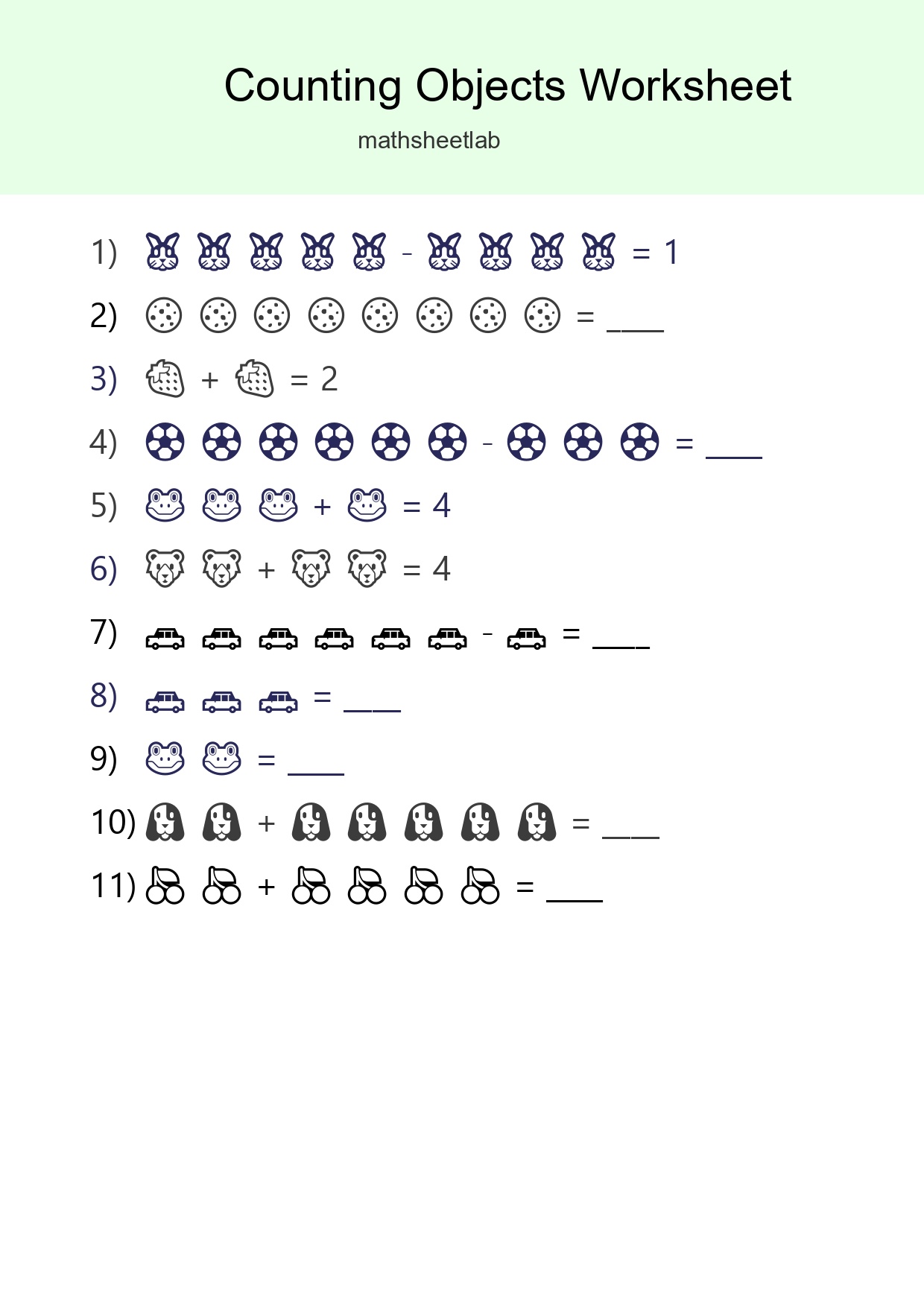 Learn Counting With Pictures Worksheet (Kindergarten) - Part 278