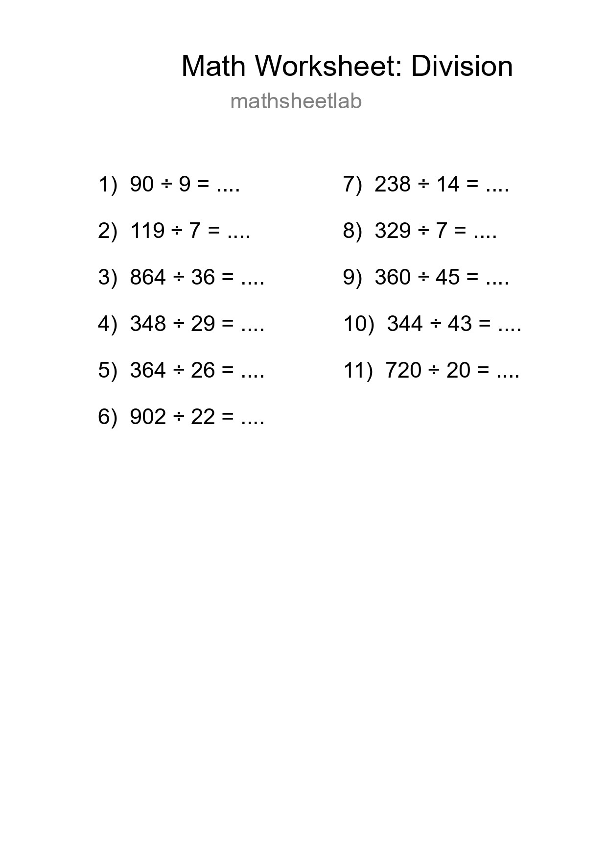 Printable Free 11 Division Math Worksheet For Grade 2 - Part 268