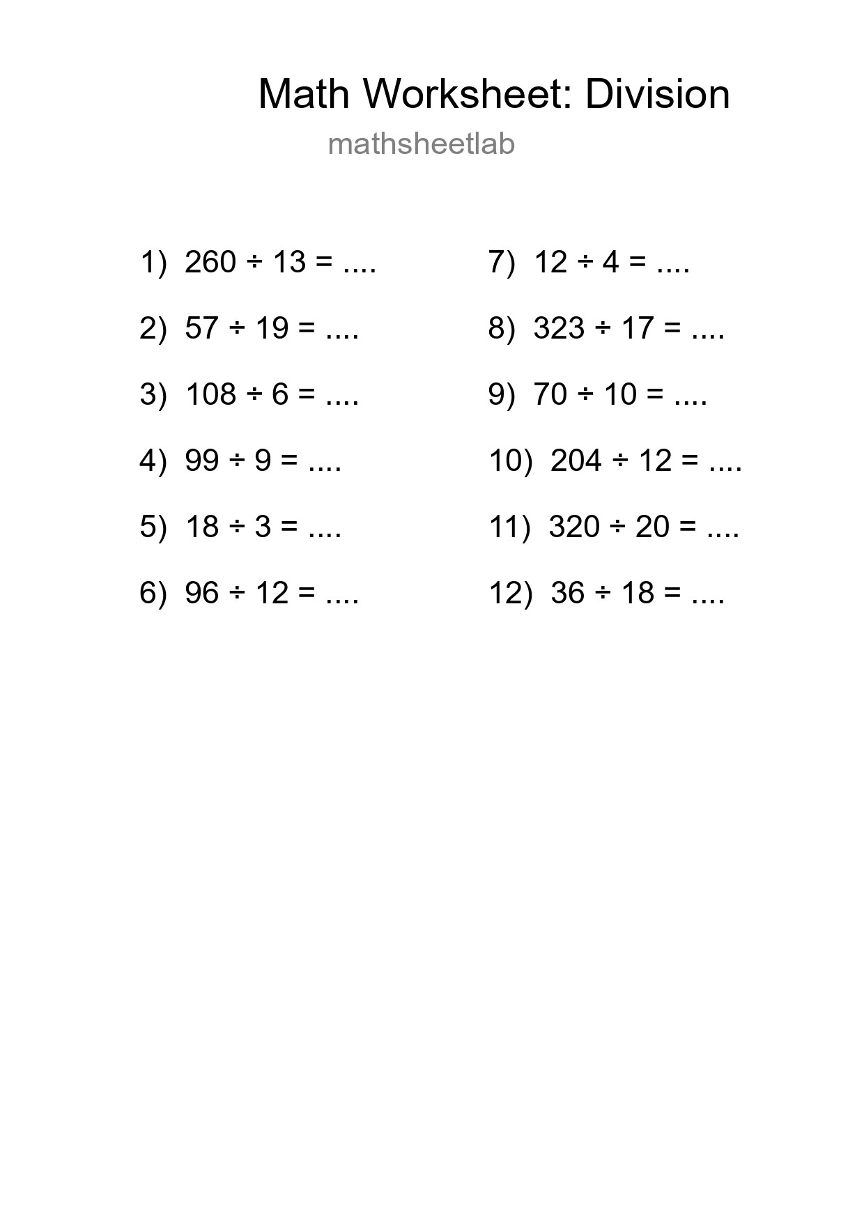 Printable Free 12 Division Math Worksheet For Grade 2 - Part 114