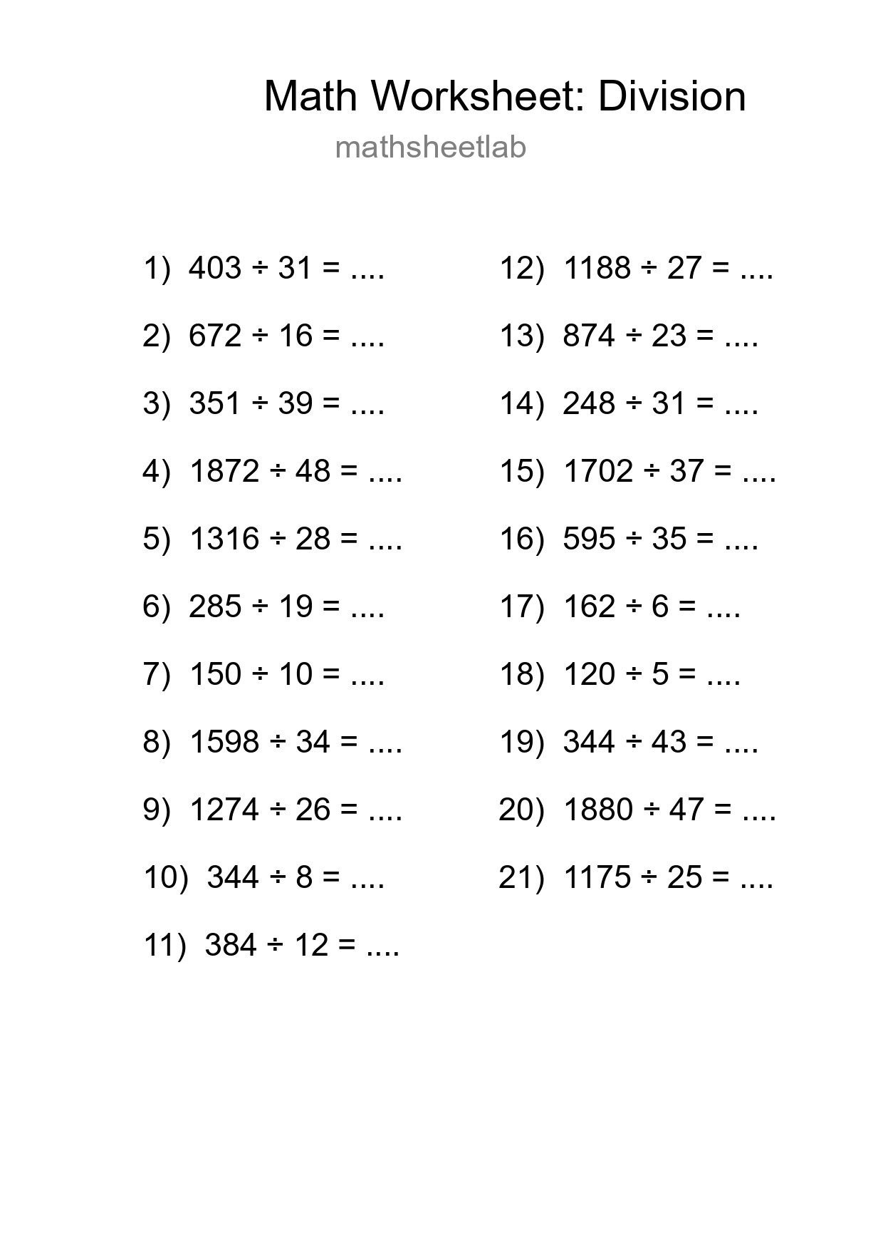 Printable Free 21 Division Math Worksheet For Grade 2 - Part 125
