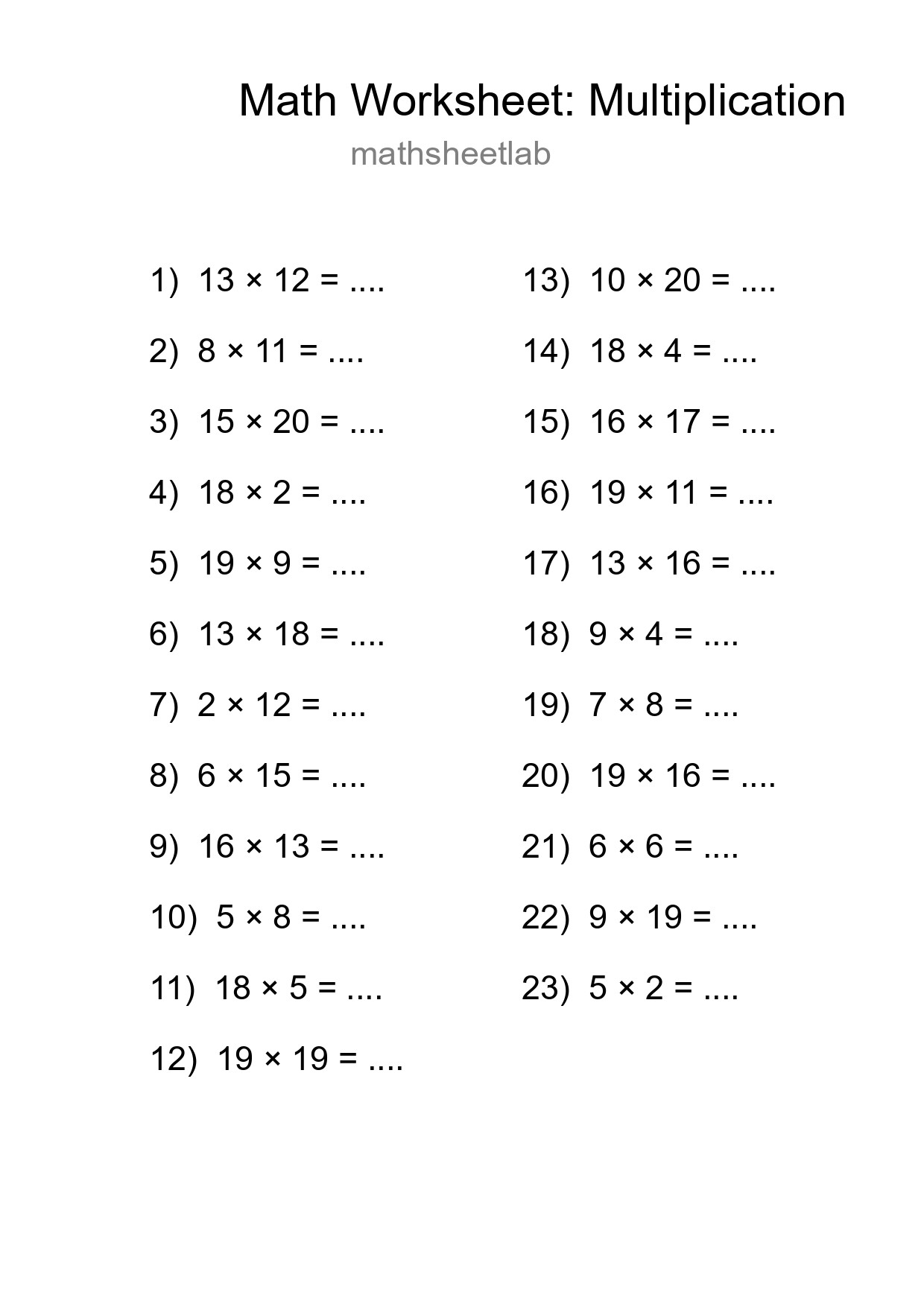Printable Free 23 Multiplication Math Worksheet For Grade 2 - Part 150