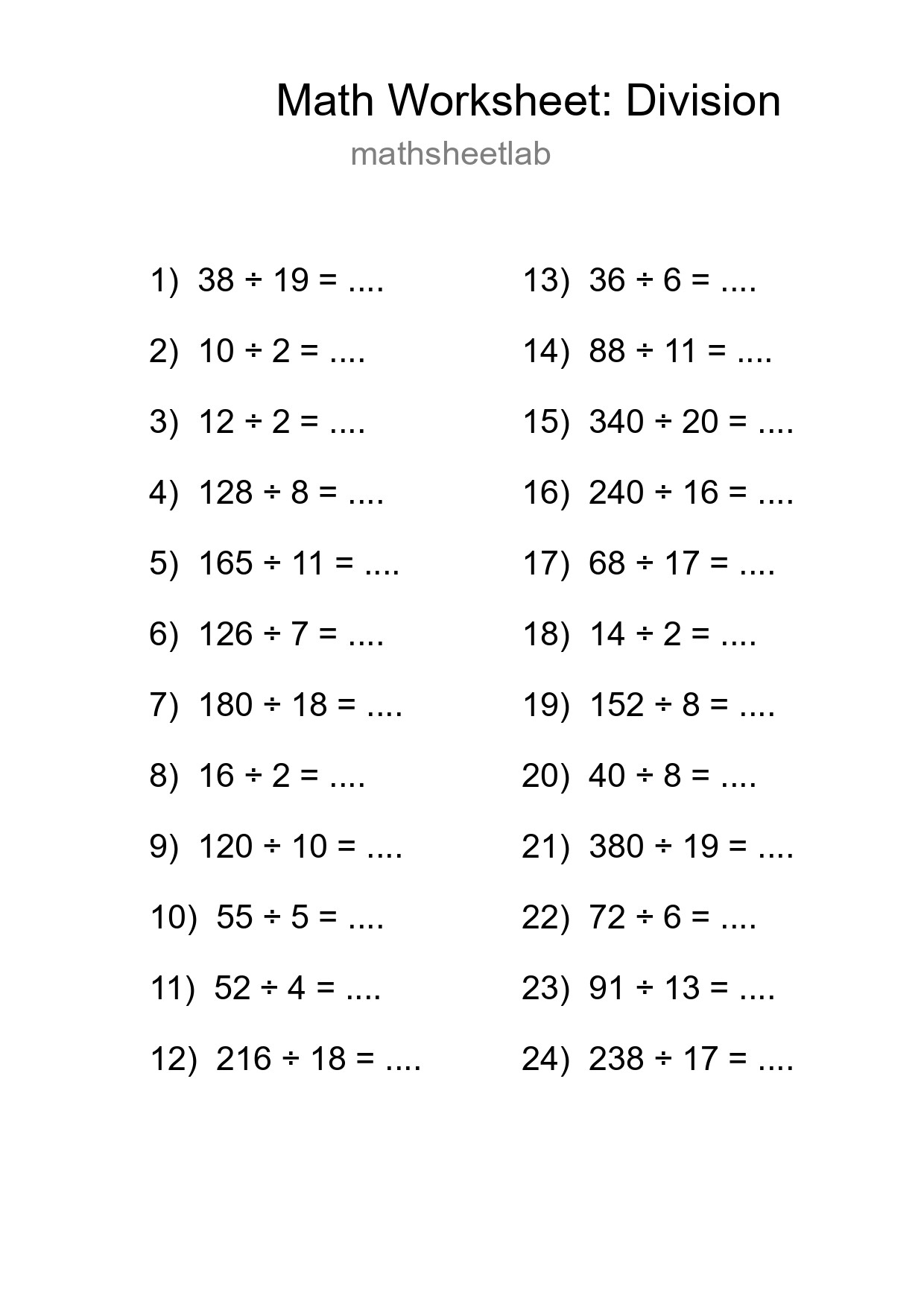 Printable Free 24 Division Math Worksheet For Grade 2 - Part 26